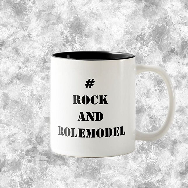 #RockandRolemodel - Black editable.  Two-Tone Coffee Mug (Creator Uploaded)