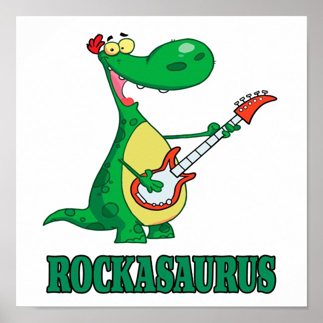 rockasaurus rock n roll dino dinosaur.ai poster (Front)