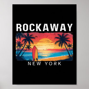 Rockaway Beach New York Men Women Surfing Poster