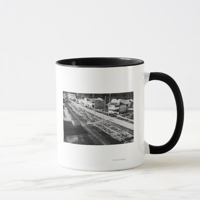 Rockaway, Oregon Beach and Main Street Photograp Mug (Right)