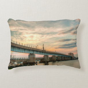 Rockaway Train Bridge Decorative Cushion