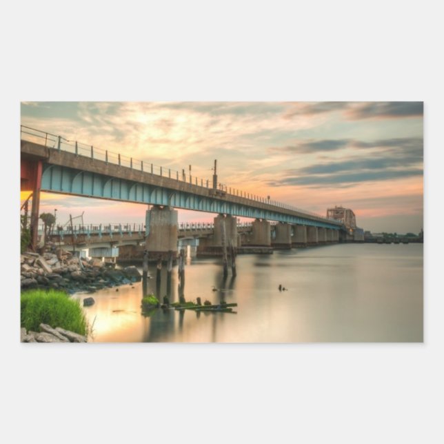 Rockaway Train Bridge Rectangular Sticker (Front)