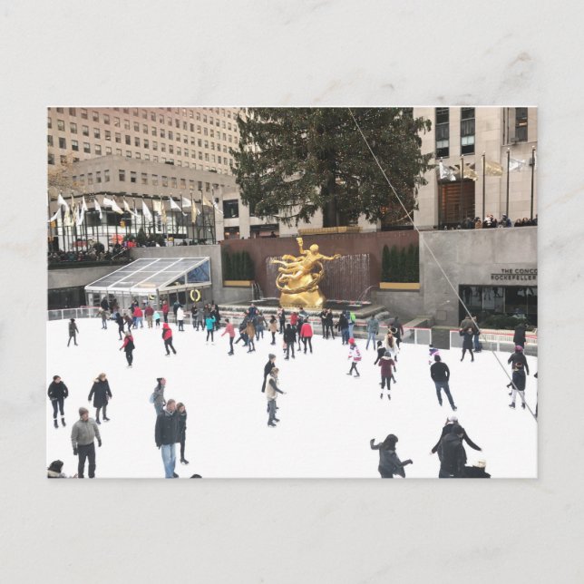Rockefeller Centre Ice Skating Rink Christmas NYC Holiday Postcard (Front)