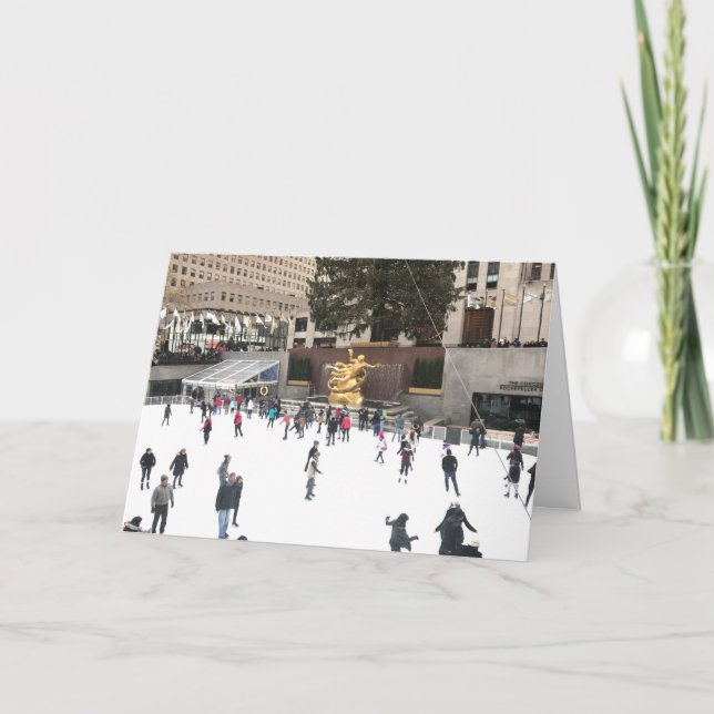 Rockefeller Centre Merry Christmas Ice Rink NYC Holiday Card (Front)