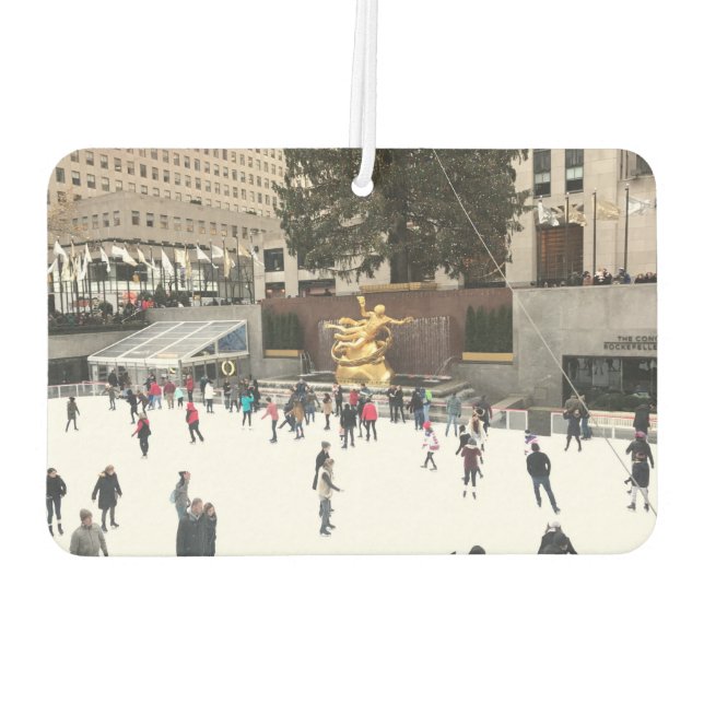Rockefeller Centre Rink Ice Skaters Christmas NYC Car Air Freshener (Back)