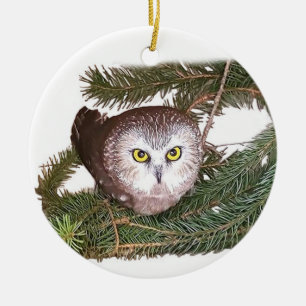 Rockefeller Owl Button Ceramic Tree Decoration