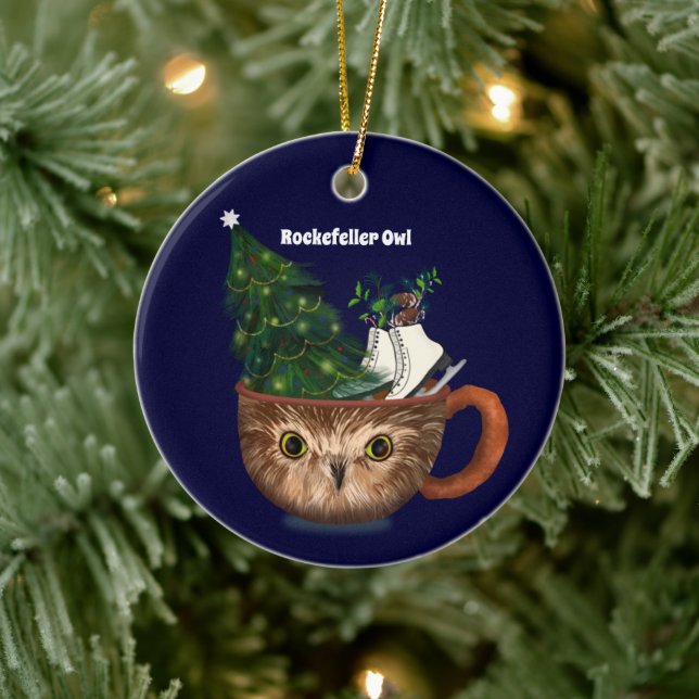 Rockefeller Owl Hot Chocolate Mug Ceramic Tree Decoration (Tree)