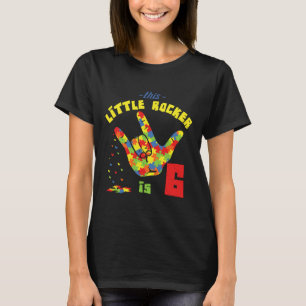 Rocker Age 6 Born Birth Puzzle Autism Awareness T-Shirt