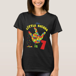 Rocker Age 7 Born Birth Puzzle Autism Awareness T-Shirt