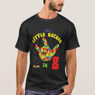 Rocker Age 8 Born Birth Puzzle Autism Awareness T-Shirt