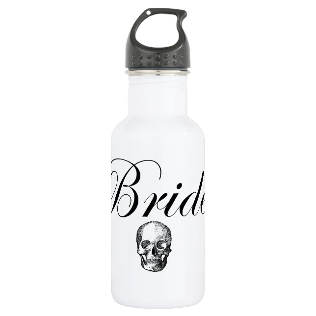 Rocker Bride Goth Skull Water Bottle (Front)