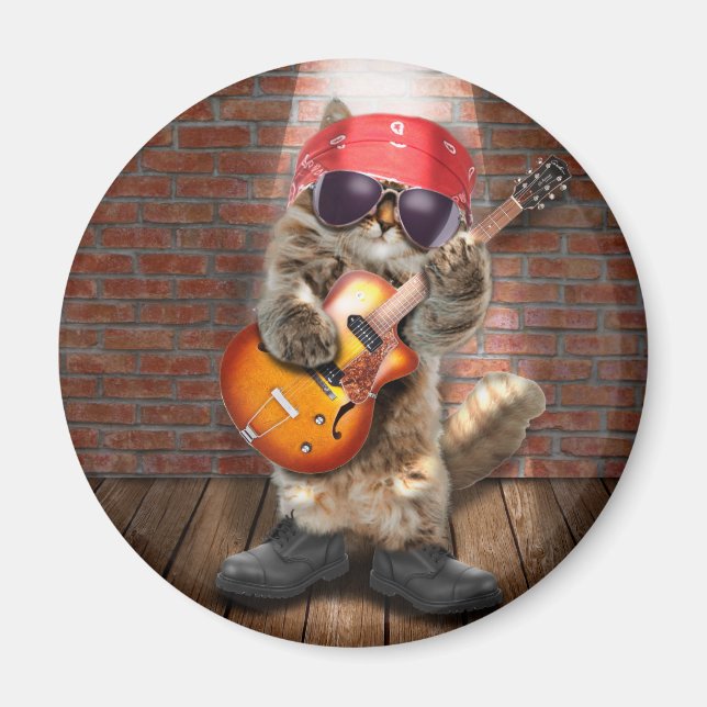 Rocker cat magnet (Front)