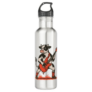 Rocker Cow , Cow Playing Guitar 710 Ml Water Bottle