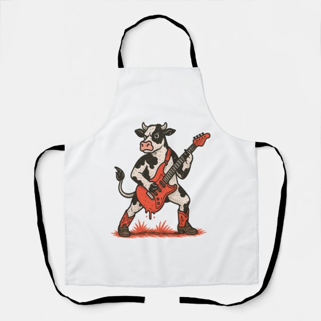 Rocker Cow , Cow Playing Guitar Apron (Front)