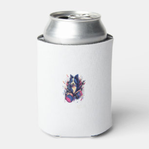 Rocker Drumming Border Collie Dog Drummer Can Cooler