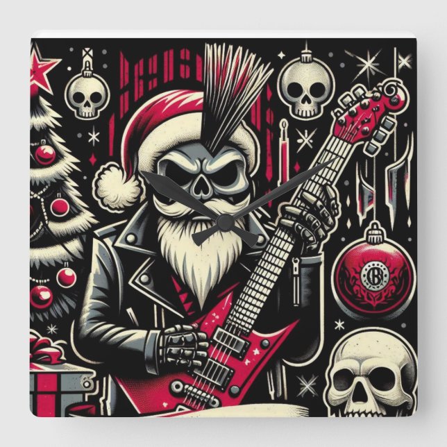 Rocker father xmas  square wall clock (Front)