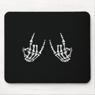 Rocker Hand Sign Rock Skeleton Halloween Costume M Mouse Mat