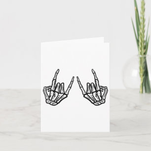 Rocker Hand Sign Rock Skeleton Retro Halloween Men Card