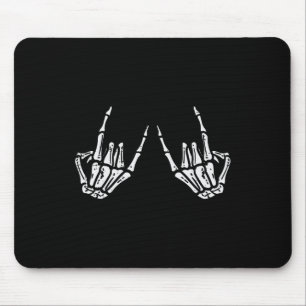 Rocker Hand Sign Rock Skeleton Retro Halloween Men Mouse Mat