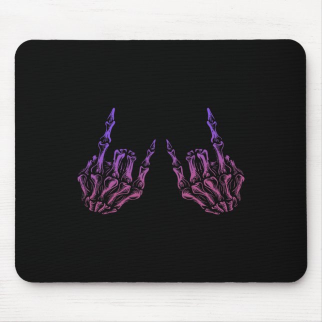 Rocker Hand Sign Rock Skeleton Retro Halloween Men Mouse Mat (Front)