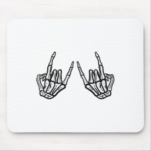 Rocker Hand Sign Rock Skeleton Retro Halloween Men Mouse Mat