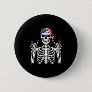 Rocker Hand Skeleton Cool Halloween Punk Rock Men 6 Cm Round Badge