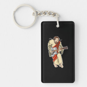 Rocker Jesus with Guitar funny Rockstar Jesus Key Ring