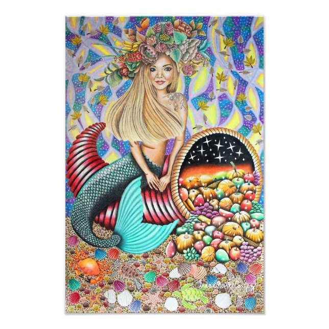 Rocker Mermaid And The Enchanted Cornucopia Photo Print (Front)