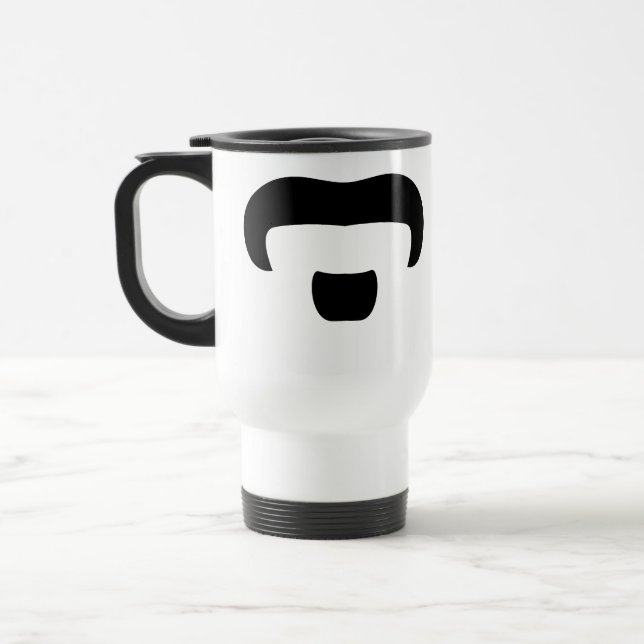 Rocker Moustache Travel Mug (Left)