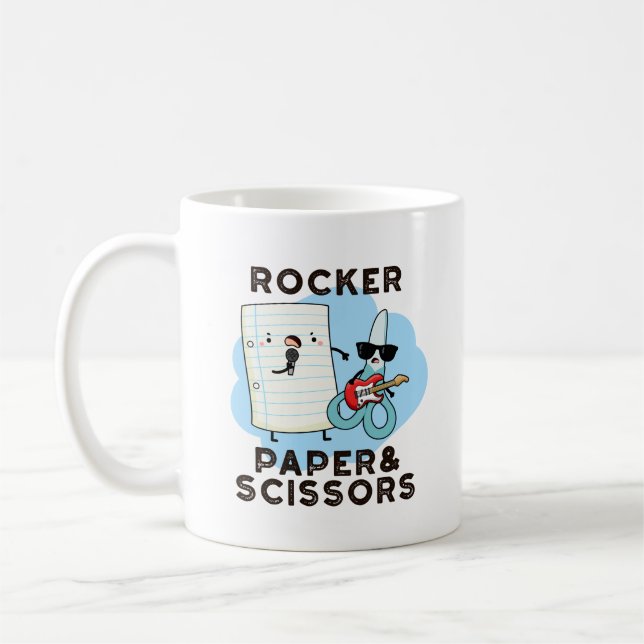 Rocker Paper And Scissors Funny Game Pun  Coffee Mug (Left)