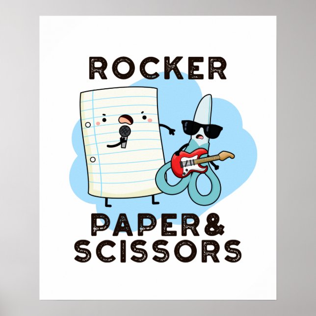 Rocker Paper And Scissors Funny Game Pun Poster (Front)