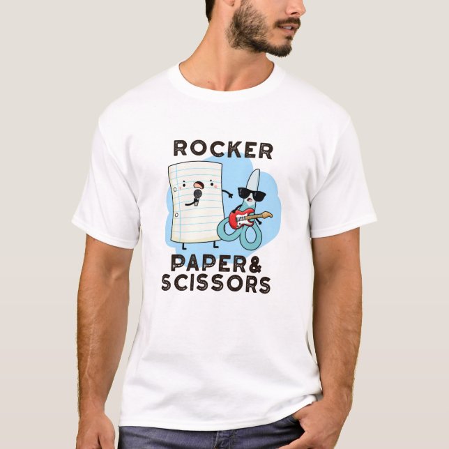 Rocker Paper And Scissors Funny Game Pun  T-Shirt (Front)