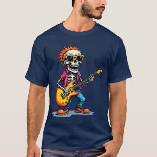 Rocker Punk Funny Skeleton rock guitar T-Shirt