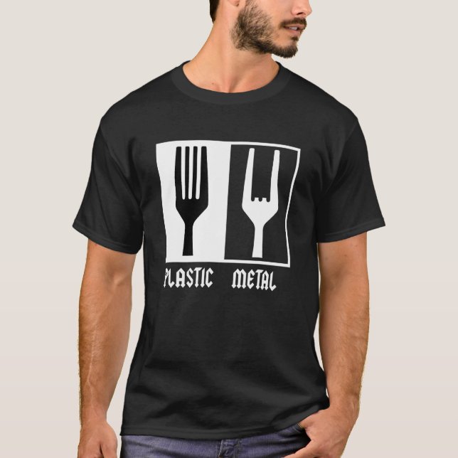 Rocker Rock Metal Plastic Fork Rock Music T-Shirt (Front)