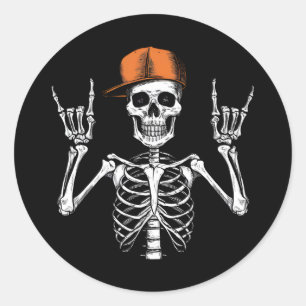 Rocker Skeleton Cap Skater Cool Halloween Punk Classic Round Sticker