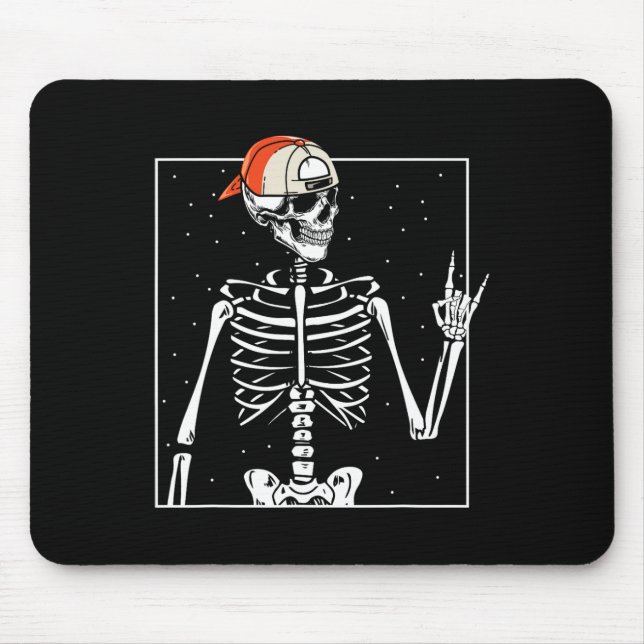 Rocker Skeleton Cap Skater Cool Halloween Punk  Mouse Mat (Front)