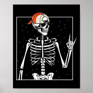 Rocker Skeleton Cap Skater Cool Halloween Punk  Poster