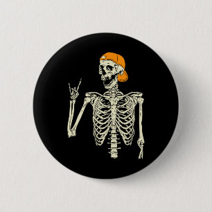 Rocker Skeleton Cap Skater Cool Halloween Punk Roc 6 Cm Round Badge