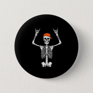 Rocker Skeleton Cap Skater Cool Halloween Punk Roc 6 Cm Round Badge