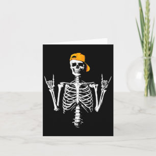 Rocker Skeleton Cap Skater Cool Halloween Punk Roc Card