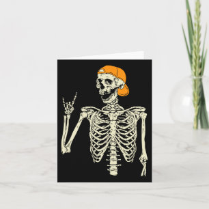 Rocker Skeleton Cap Skater Cool Halloween Punk Roc Card