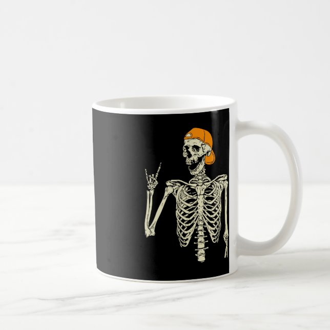 Rocker Skeleton Cap Skater Cool Halloween Punk Roc Coffee Mug (Right)