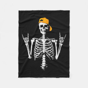 Rocker Skeleton Cap Skater Cool Halloween Punk Roc Fleece Blanket