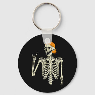 Rocker Skeleton Cap Skater Cool Halloween Punk Roc Key Ring
