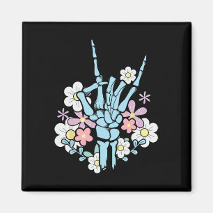 Rocker Skeleton Cap Skater Cool Halloween Punk Roc Magnet