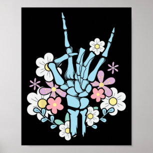 Rocker Skeleton Cap Skater Cool Halloween Punk Roc Poster