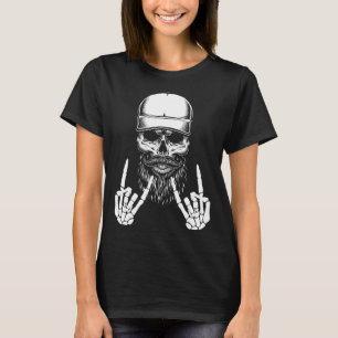 Rocker Skeleton Cap Skater Cool Halloween Punk Roc T-Shirt