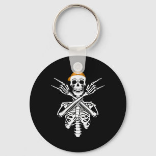 Rocker Skeleton Cap Skater Halloween Hand Rock Men Key Ring