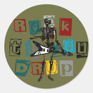 Rocker Skeleton Classic Round Sticker