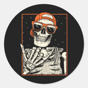 Rocker Skeleton Hand Rock On Costume Fun Halloween Classic Round Sticker